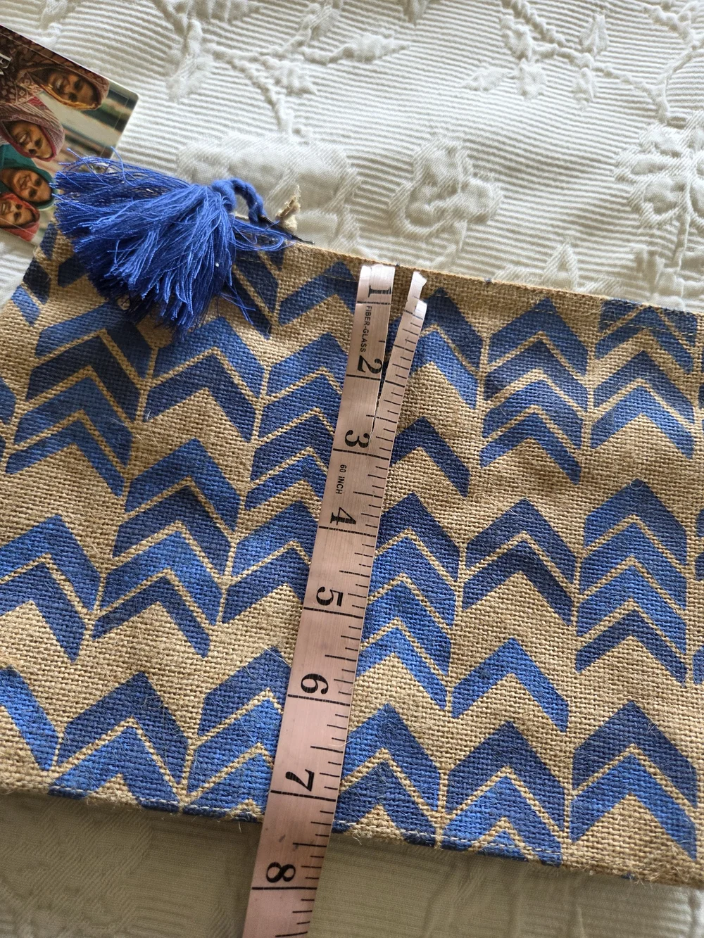 Neiman Marcus | Blue Chevron Tassel Cosmetic Pouch